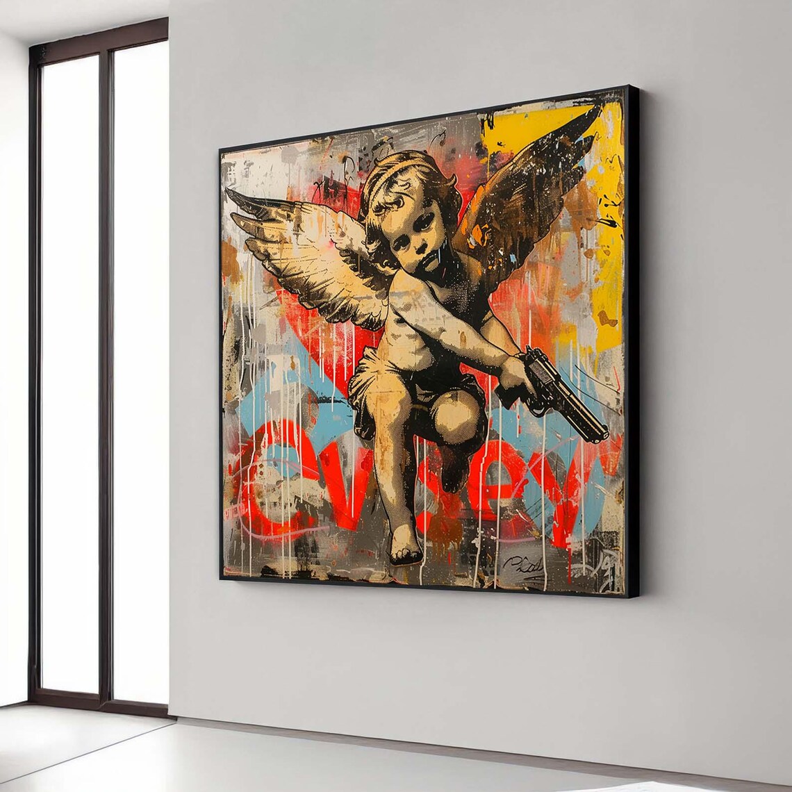 Armed Cupid Street Art Poster Print, Urban Pop