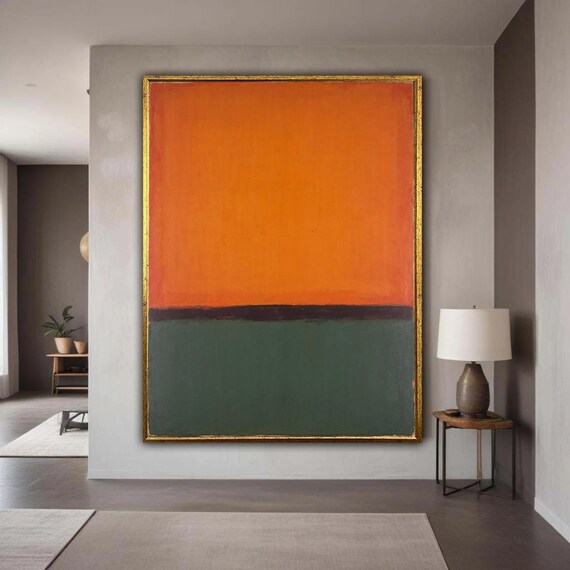 Mark Abstract Color Block Canvas Rothko Inspired Wall Art Modern Orange And Green Mid Century Gift Home Decor