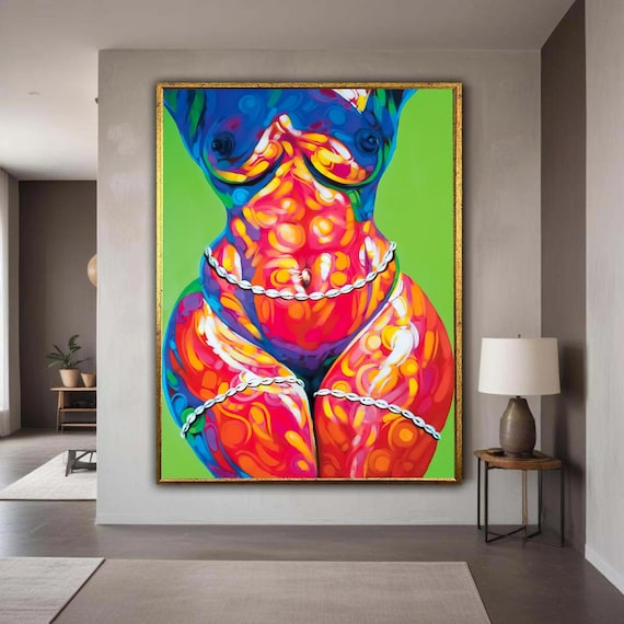 Colorful Abstract Female Torso Modern Body Art Canvas Painting Poster