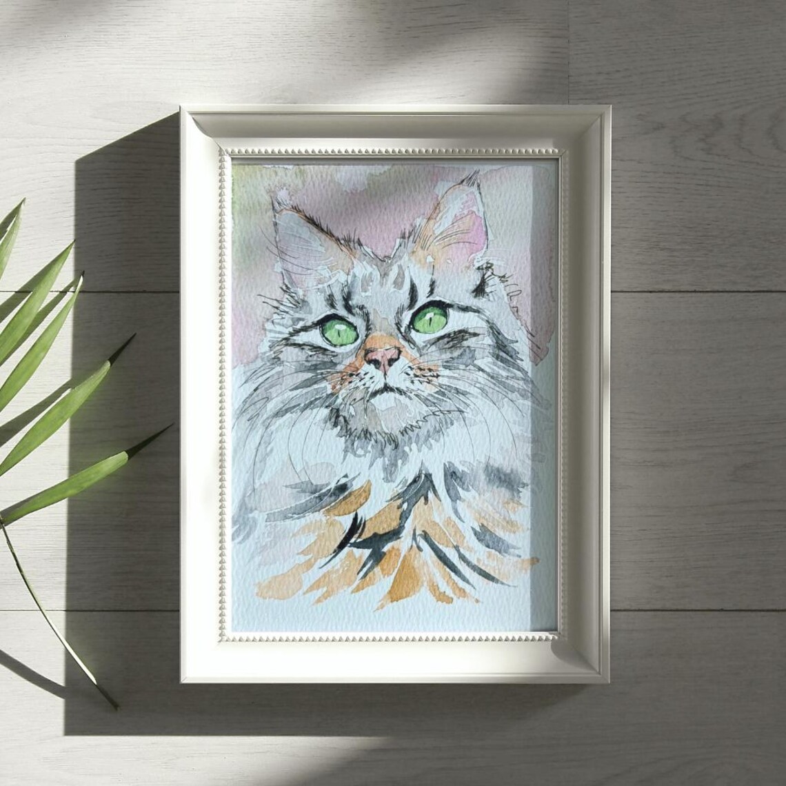 Watercolor Cat Portrait, Original Artwork