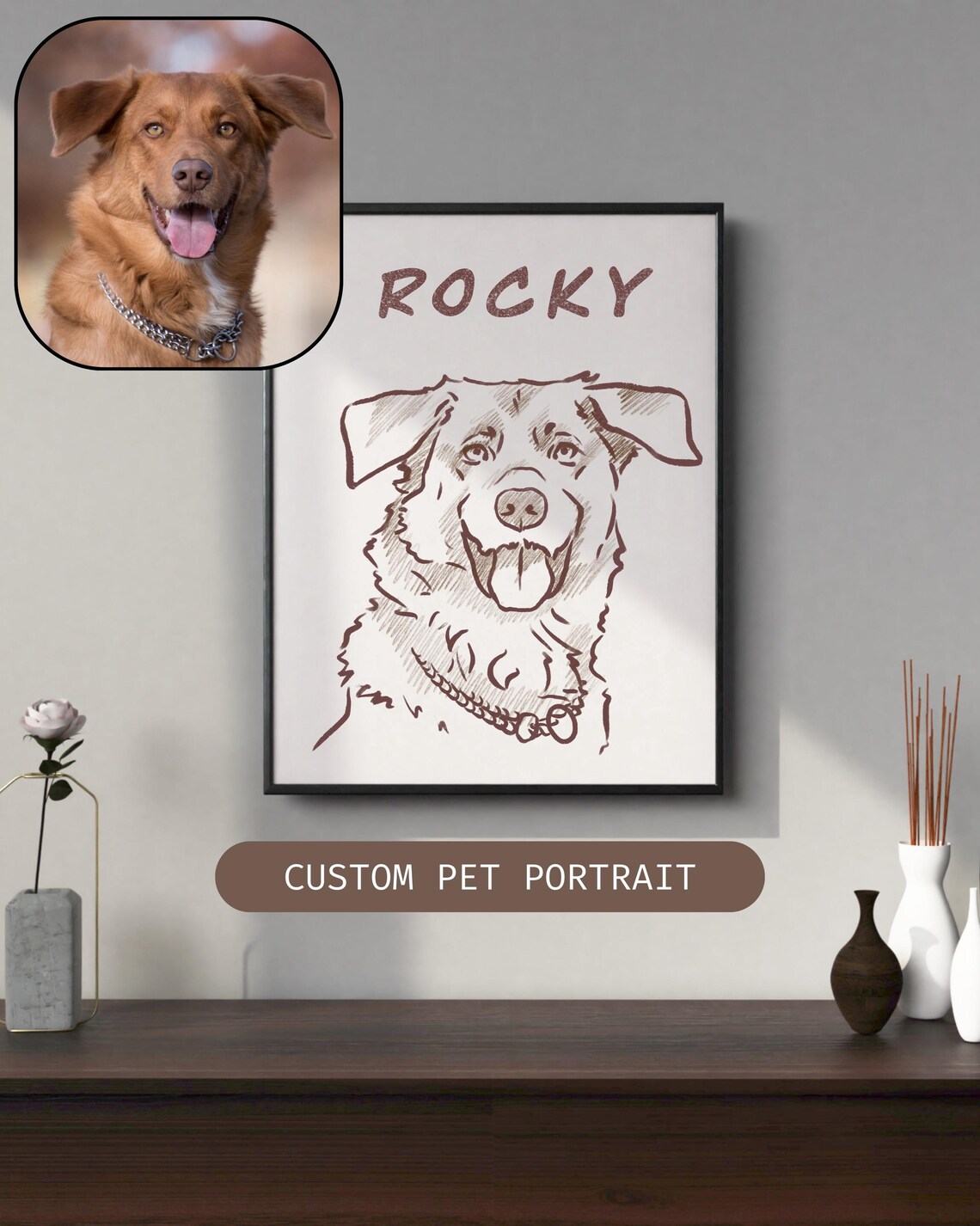 Personalized Pet Portrait, Minimalist Dog Remembrance Gift - Image 3