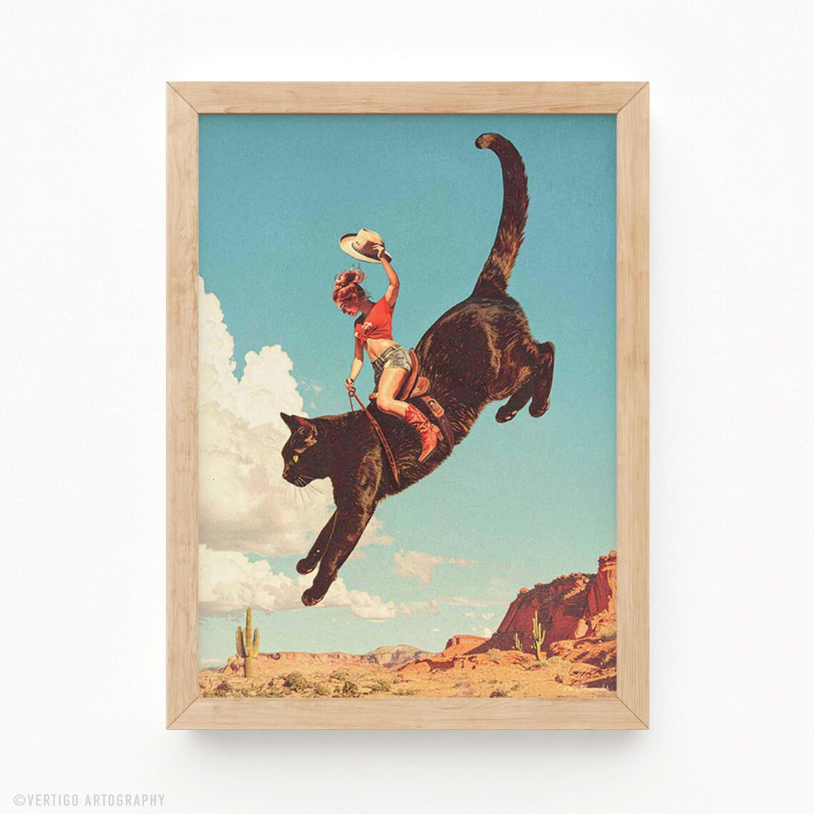 Meehaw Rodeo Cat Western Desert Art Print