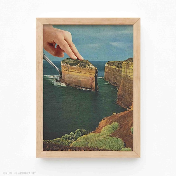 Seaside Cake Vintage Coastal Kitchen Art Print
