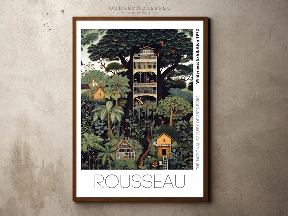 Henri Rousseau Print Poster Tropical Decor Botanical Jungle Exhibition Animals Forest Vintage Wall Art