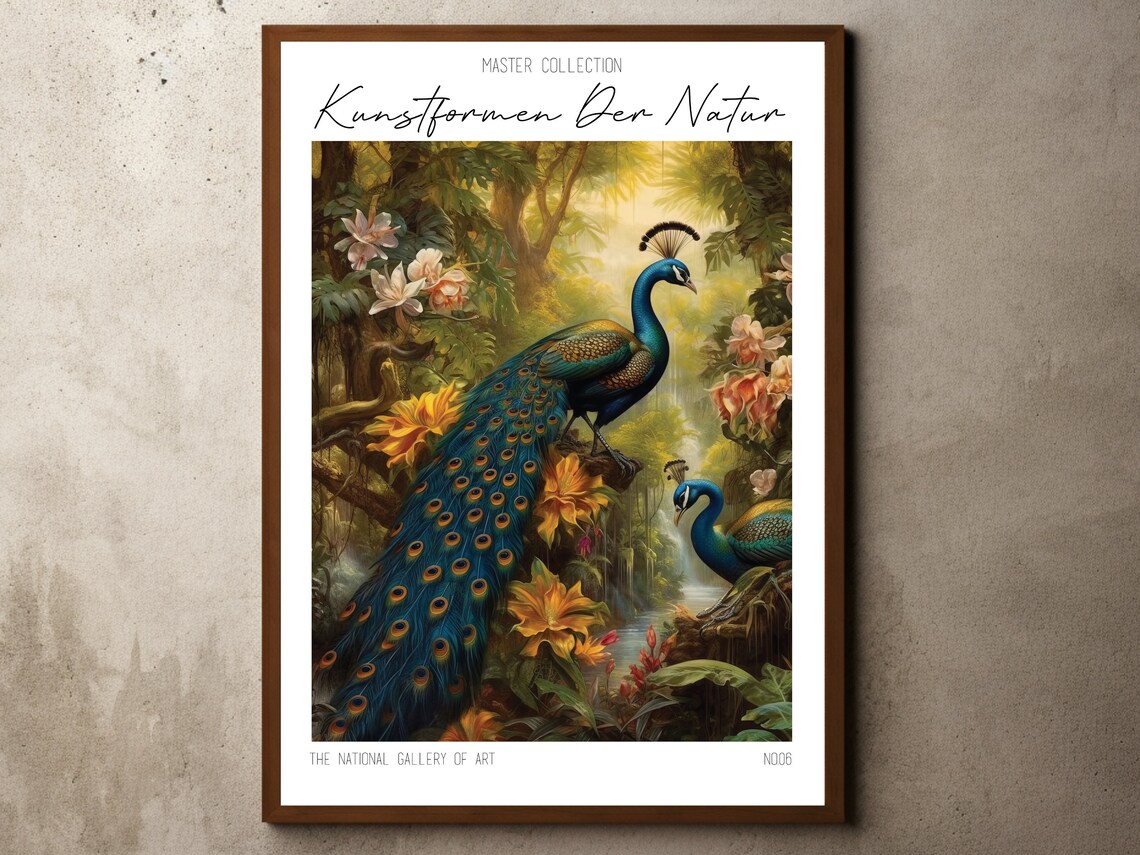 Ernst Haeckel Inspired Print Poster Botanical Wall Art Floral Illustrations Jungle Peacock