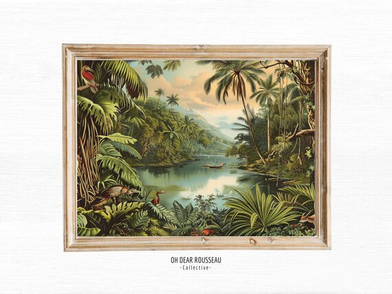 Tropical Decor Jungle Print Botanical Wall Art Nature Poster Ernst Haeckel Landscape Henri Rousseau