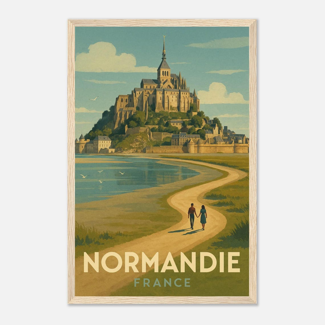 Normandy Mont Saint Michel Abbey View With Winding Path Poster
