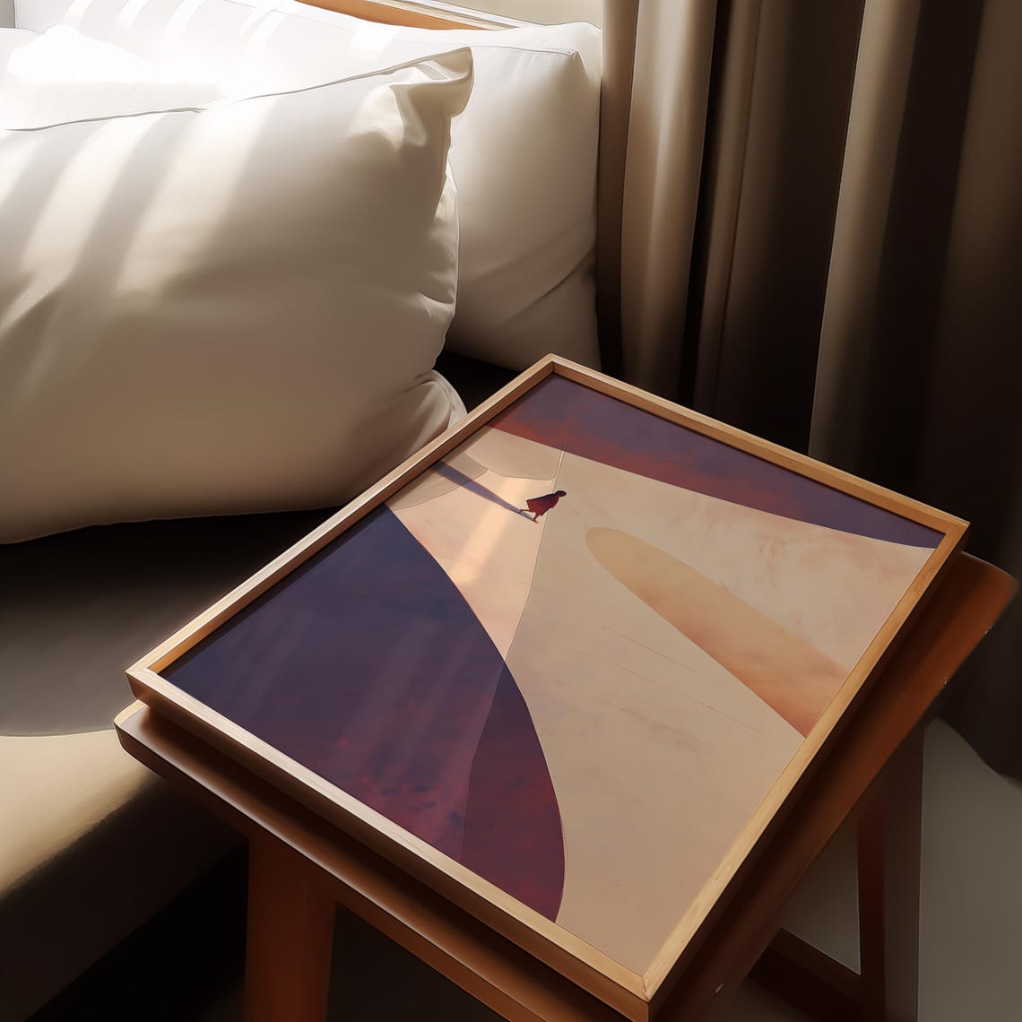 Lone Wanderer Minimalist Warm Peach Desert Dunes Abstract Poster - Image 2