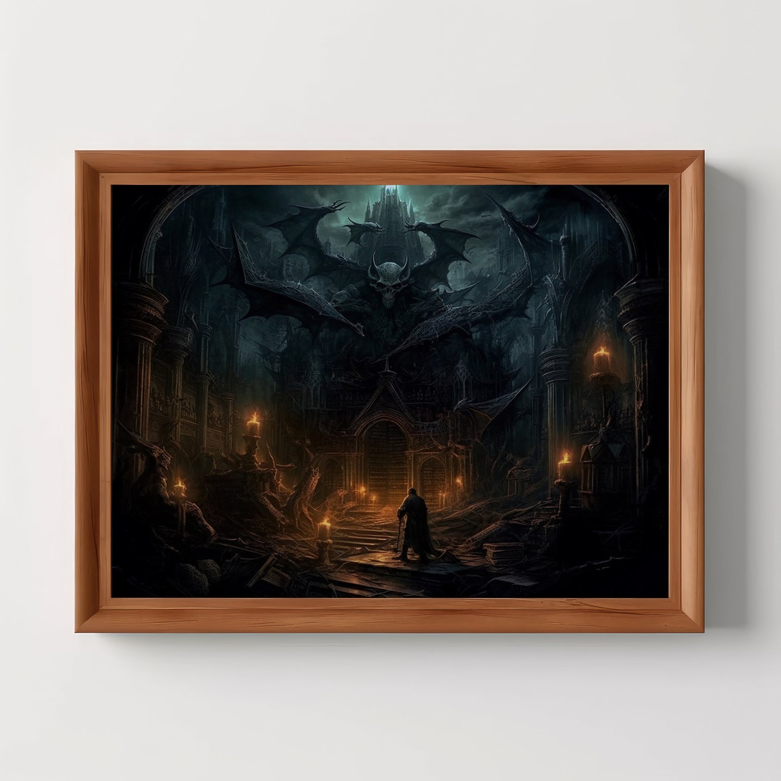 Demonic Gothic Library Dark Fantasy Horror Interior Art Poster