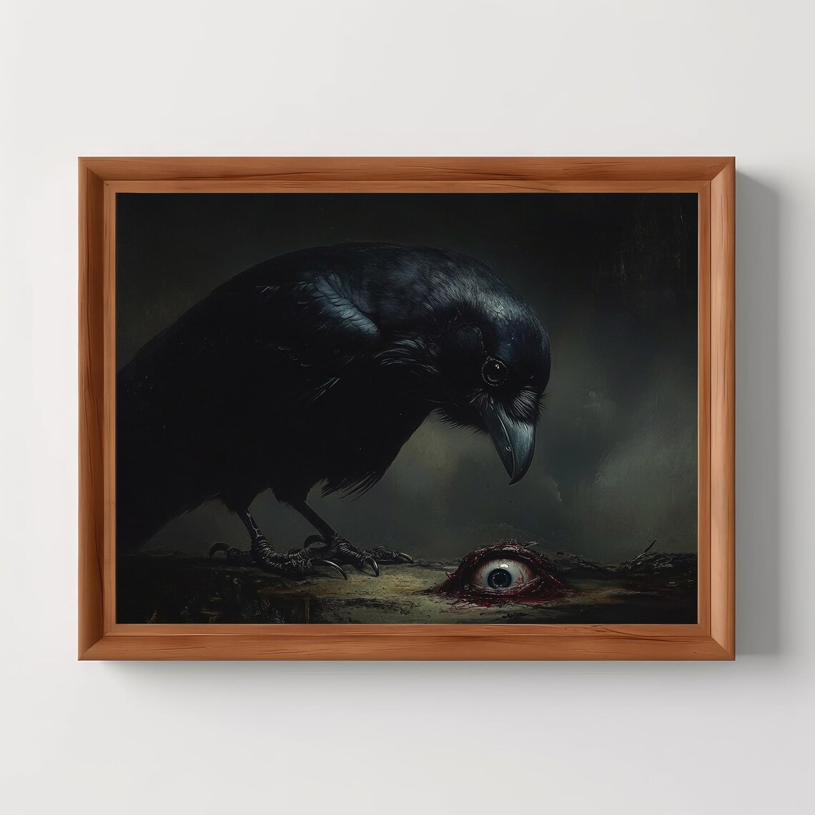 Gothic Crow Eats Eye Dark Academia Art Print