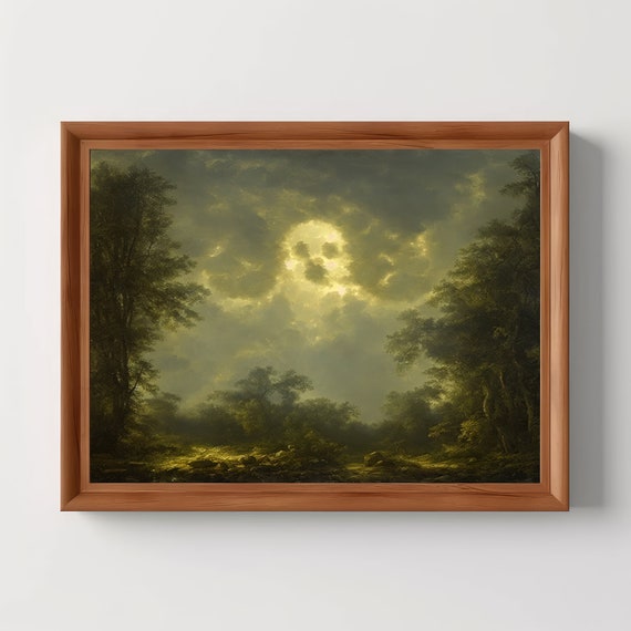 Hidden In Sky Illusion Art Subliminal Image Halloween Print Subtle Design Moody Room Decor
