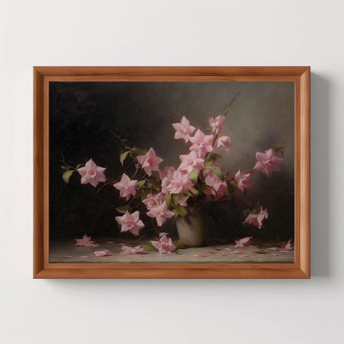 Pale Pink Blossom Still Life Vintage Floral Oil Painting Poster