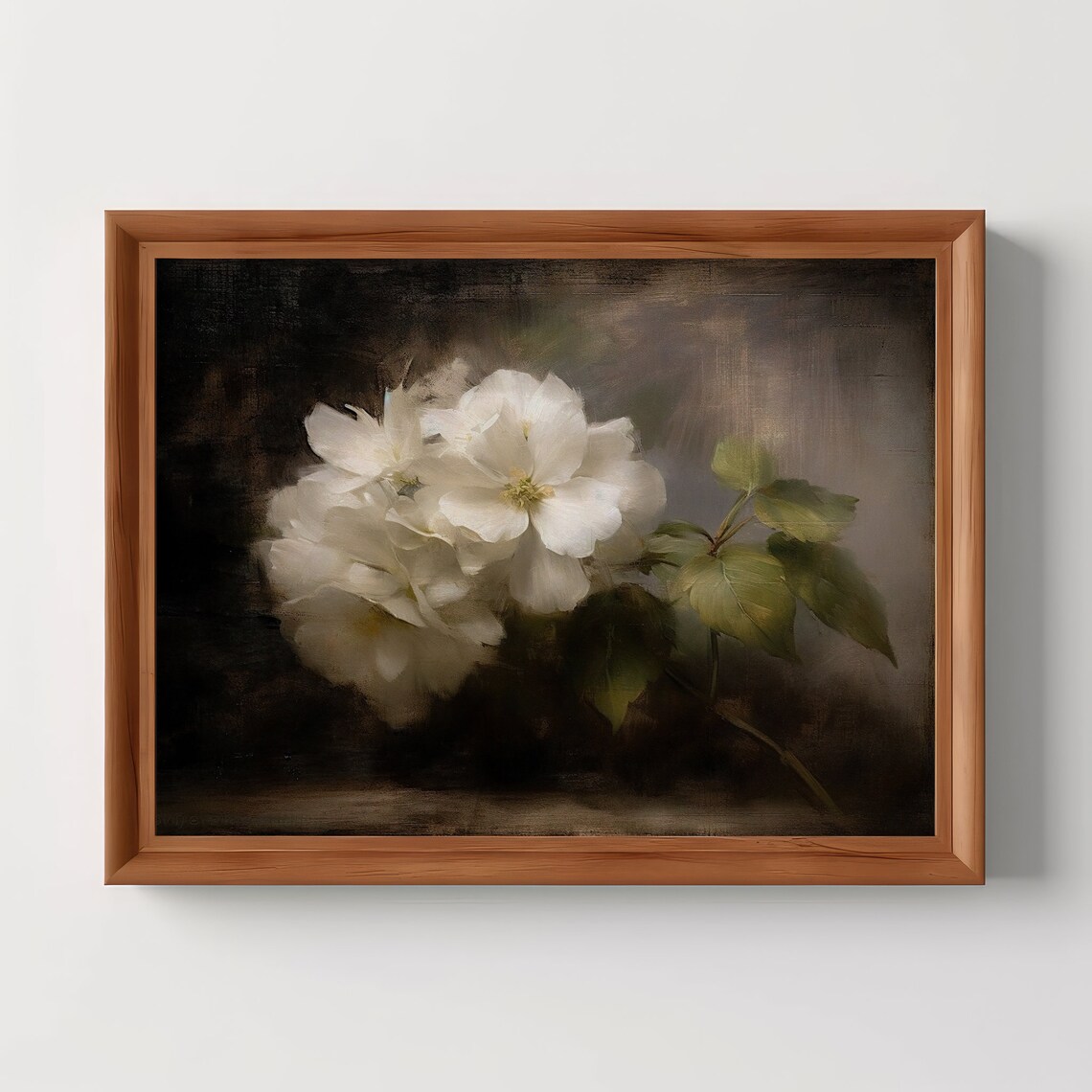 Moody Hydrangea Botanical Art Print, Dark Academia