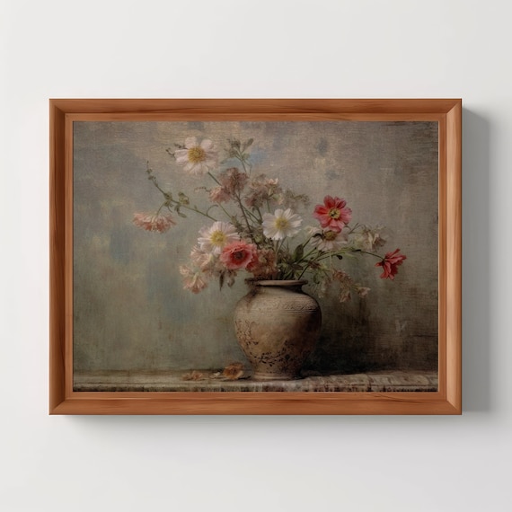 Moody Vintage Floral Art Print, Dark Academia Botanical