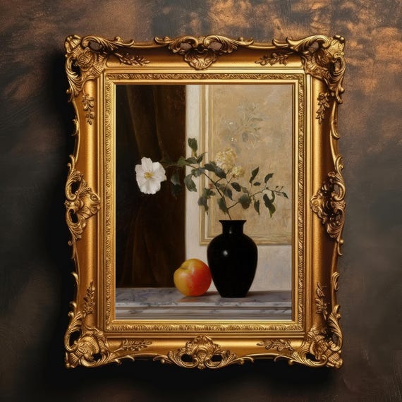 Classic Still Life Art Print Botanical Fine Traditional Home Decor Dark Academia Dutch Painting