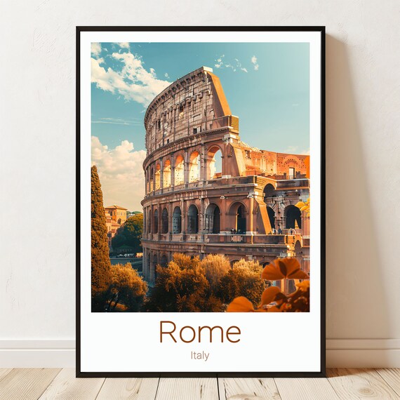 Rome Italy Colosseum Golden Hour Landmark Ancient Travel Poster