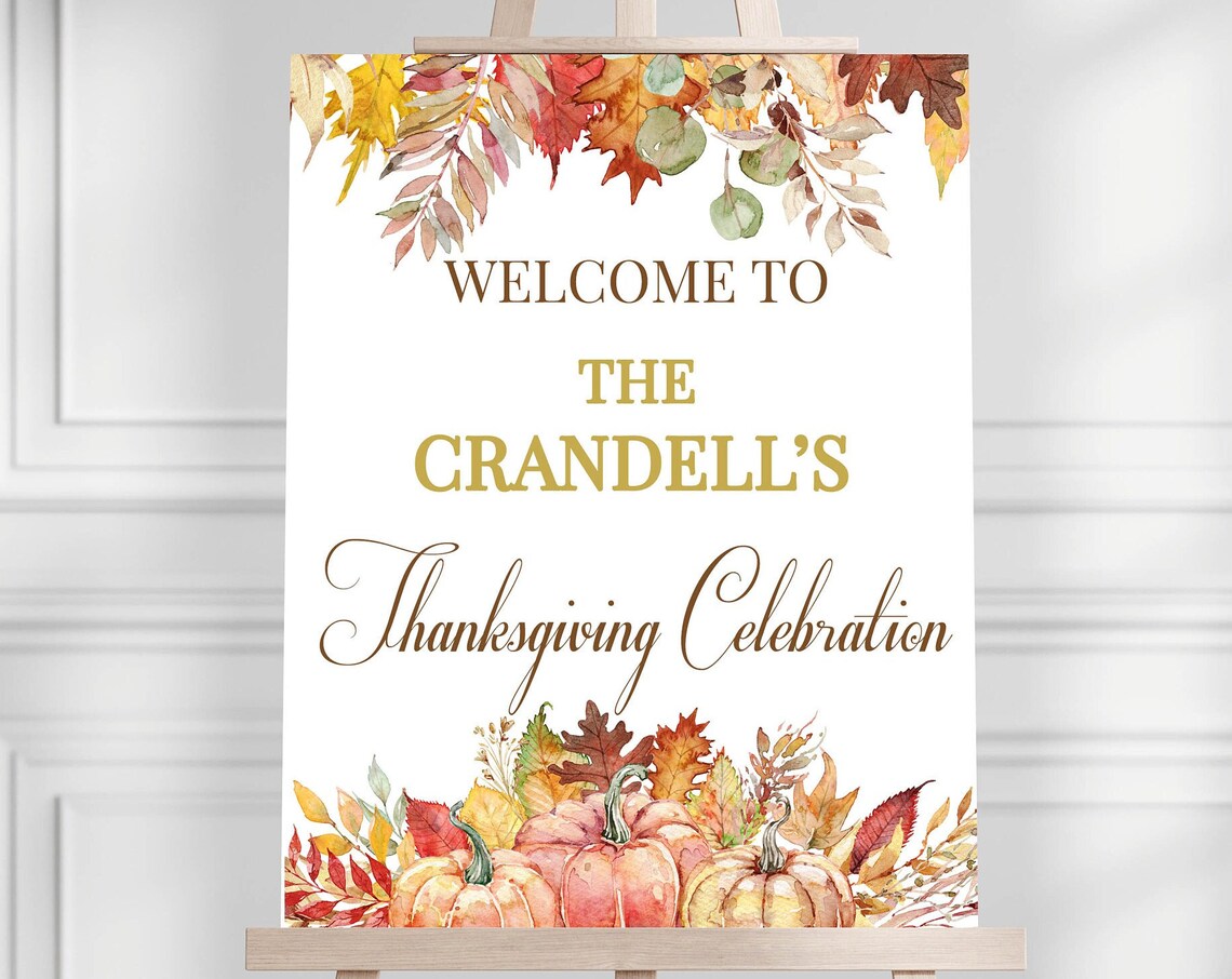 Welcome to the Crandell's Thanksgiving Celebration Personalized Wall Art