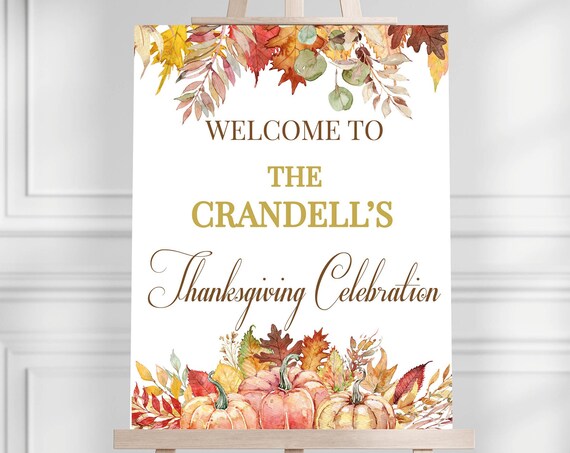 Welcome to the Crandell's Thanksgiving Celebration Personalized Wall Art