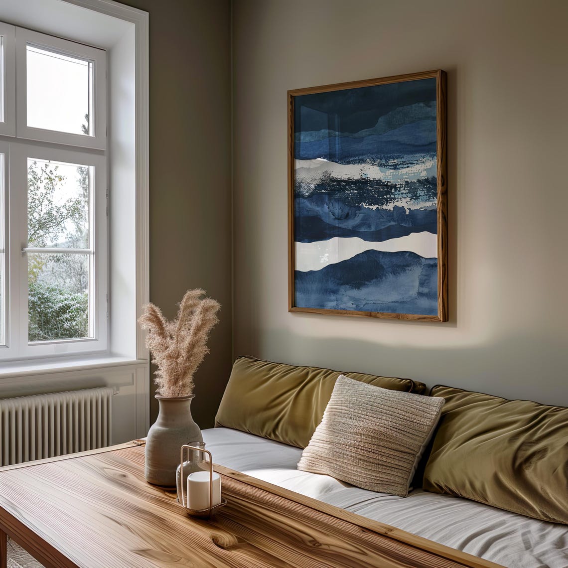 Navy Watercolor Wave Layers Abstract Ocean White Foam Poster - Image 5