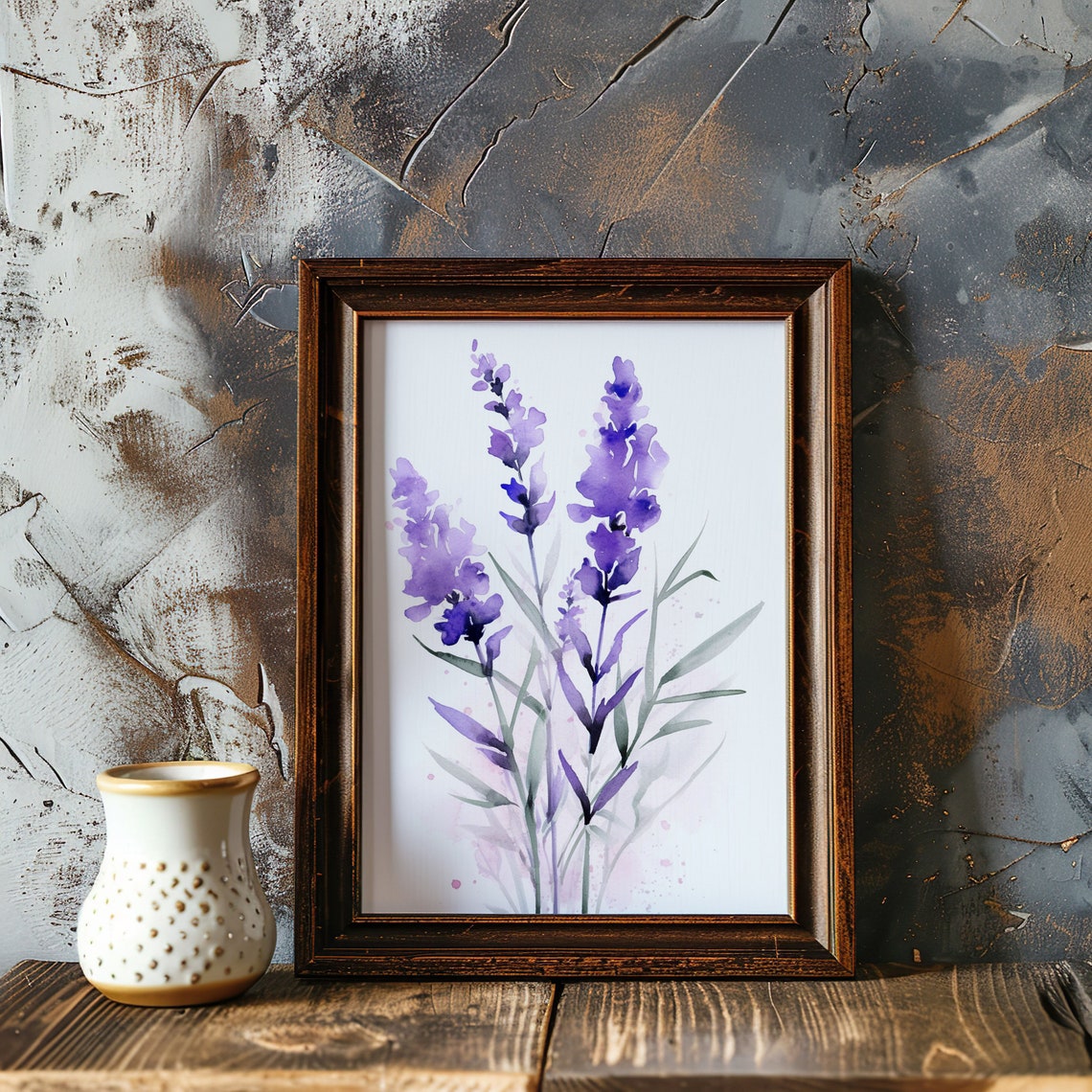 Purple Lavender Watercolor Flowers Minimalist Botanical Art Poster - Image 3