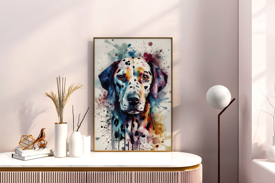 Dalmatian Dog Painting Wall Art Watercolor Poster Gift Colorful Animal Painting Illustration Nature Wall Art Home Decor Print - Image 3