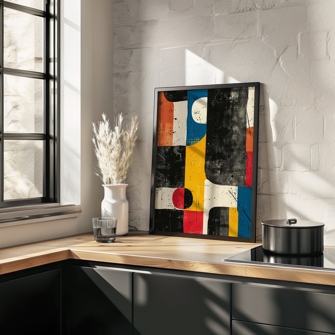Mid Century Geometric Abstract Bold Blocks Modern Art Poster - Image 2