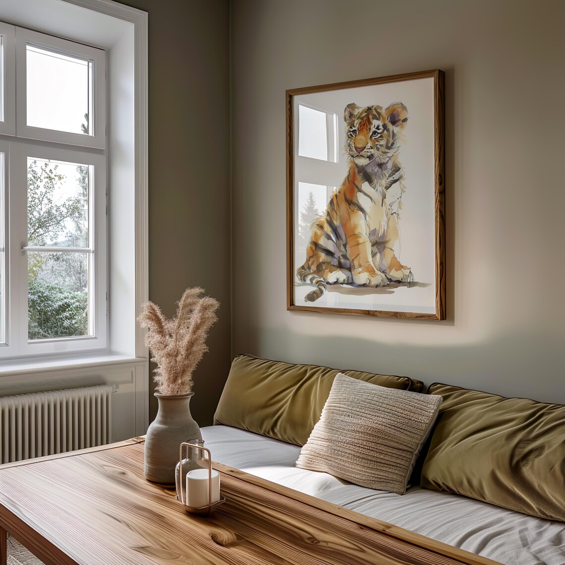 Baby Tiger Cub Sitting Watercolor Cute Jungle Wildlife Poster - Image 5