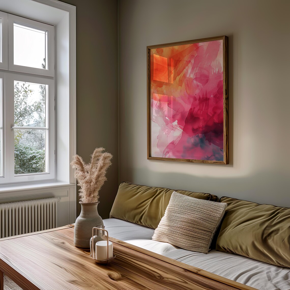 Abstract Red Pink Watercolor Wash Bold Colorful Vivid Art Poster - Image 4
