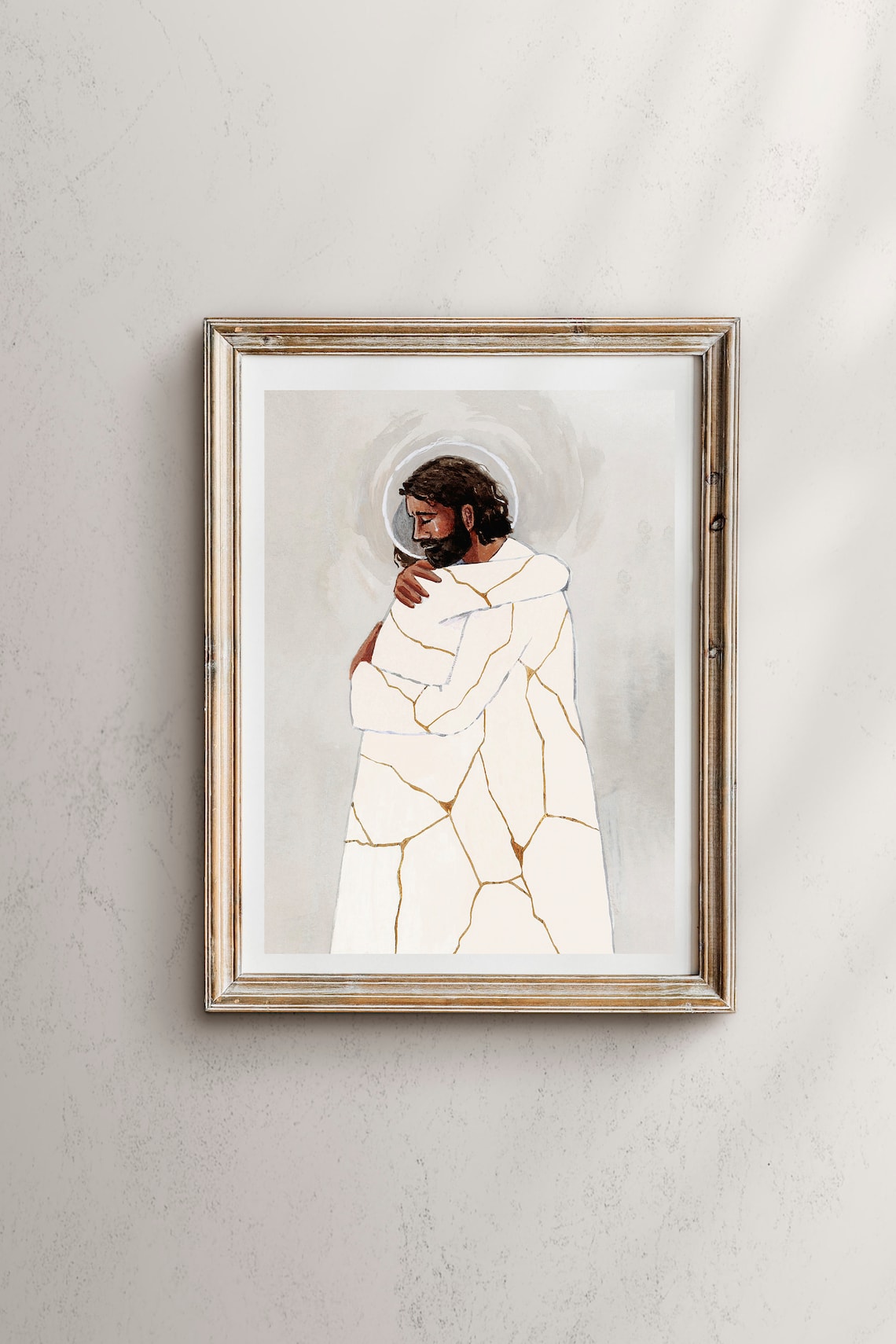 He Binds Up The Broken Hearted Kintsugi Christ Art Print