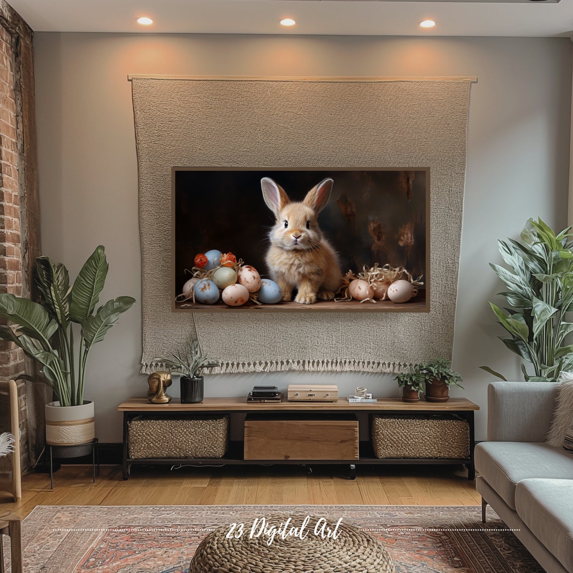 Frame Tv Art Rustic Oil Painting Of Easter Bunny Beautiful Easter Eggs Frame Tv Art Easter Spring Collections 103 - Image 4