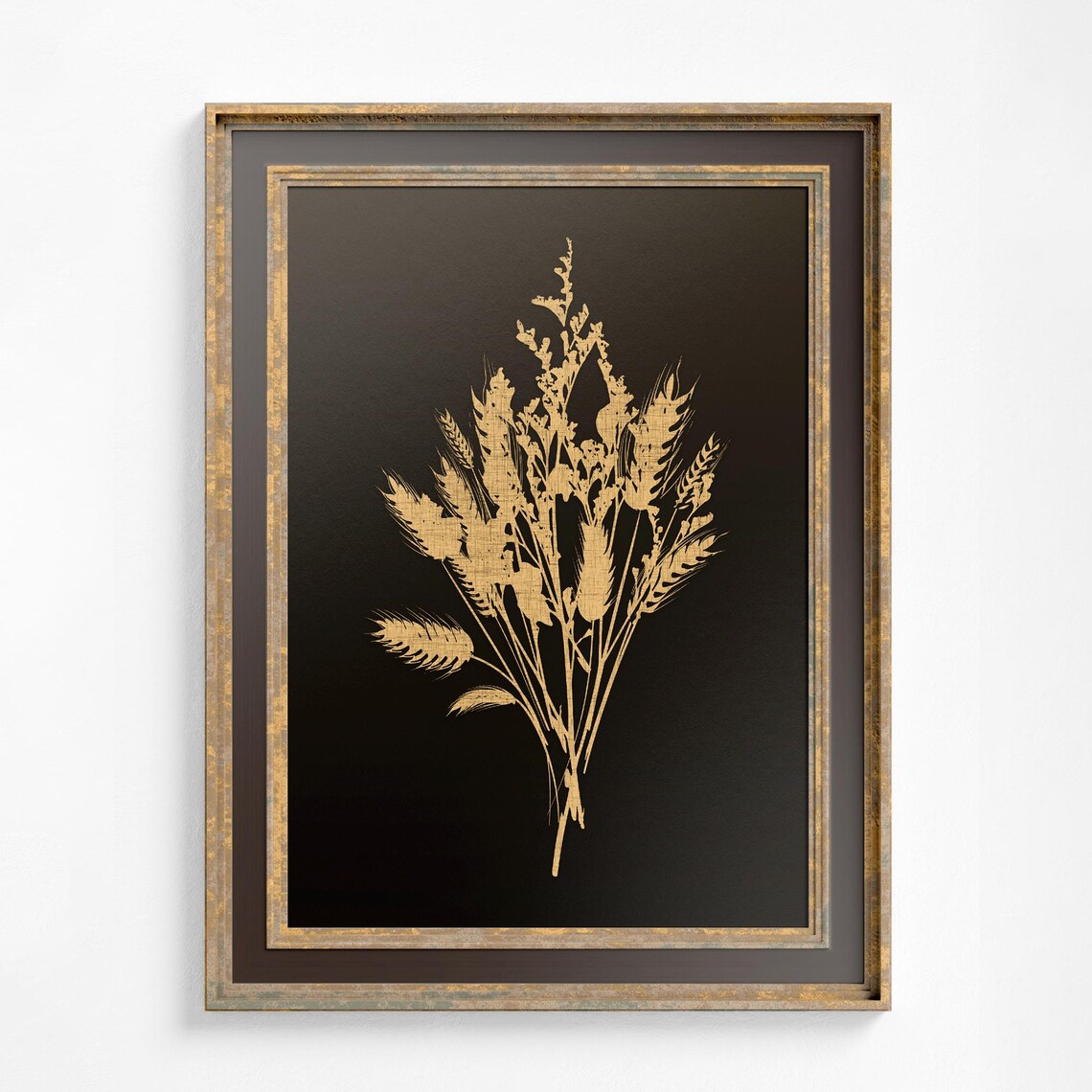 Vintage Wheat Print, Bohemian Floral Artwork