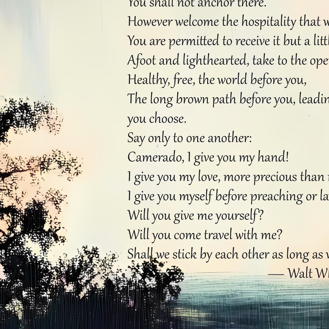 Walt Whitman Song Of The Open Road Poem Typography Art Print - Image 2
