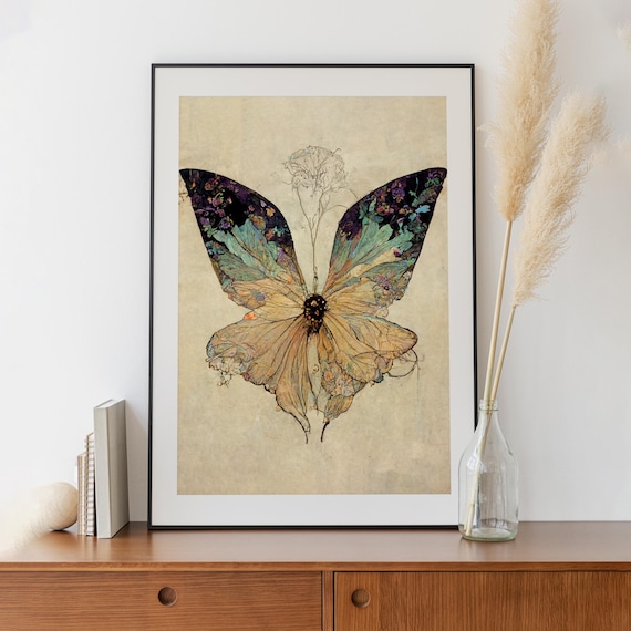 Mucha Butterfly Art Nouveau Bohemian Art Print