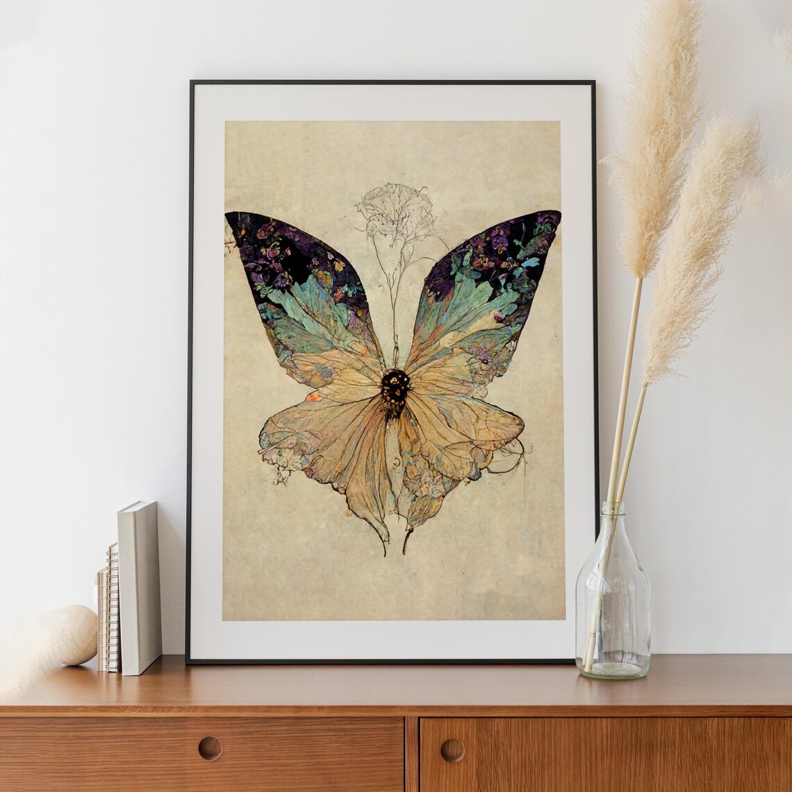 Mucha Butterfly Art Nouveau Bohemian Art Print