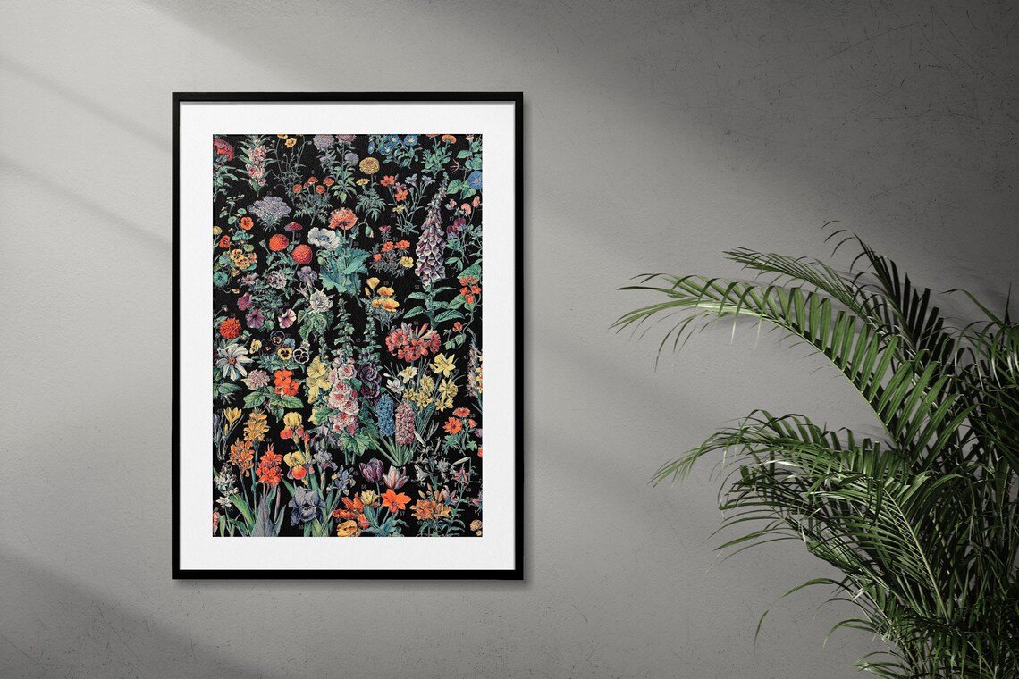 Art Nouveau Black Floral Art Print, Alphonse Millot - Image 2