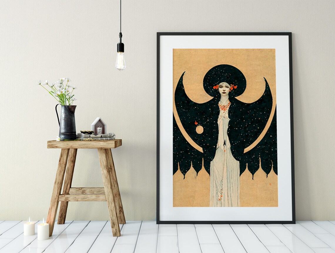 Art Nouveau Goddess Poster, Bohemian Lilith Goddess