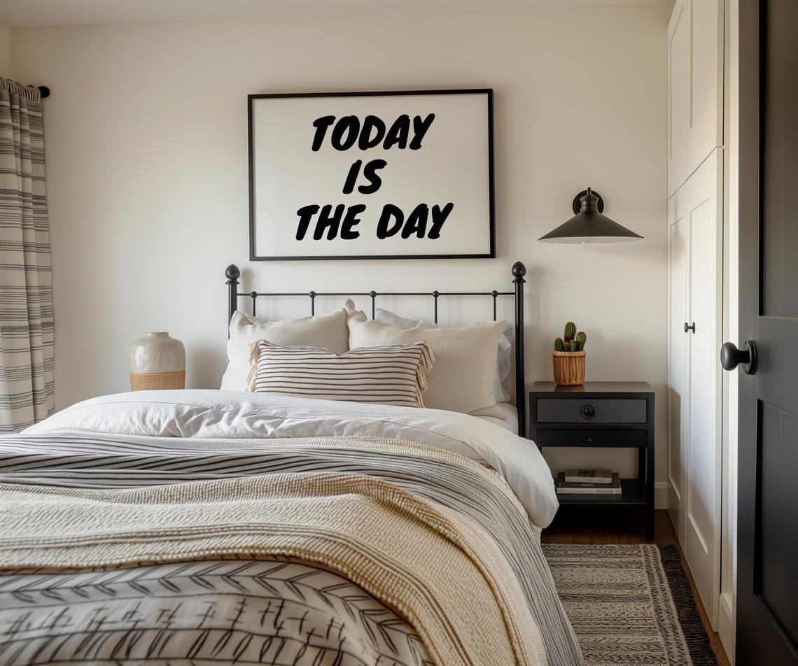 Today Is The Day Black Bold Retro Lettering Motivational Poster - Image 2