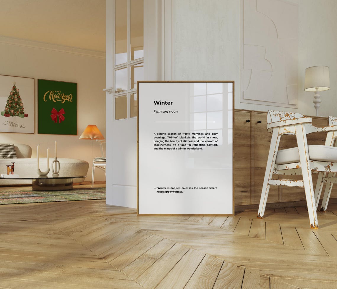 Winter Definition Minimalist Typography Print Quote Seasonal Gift