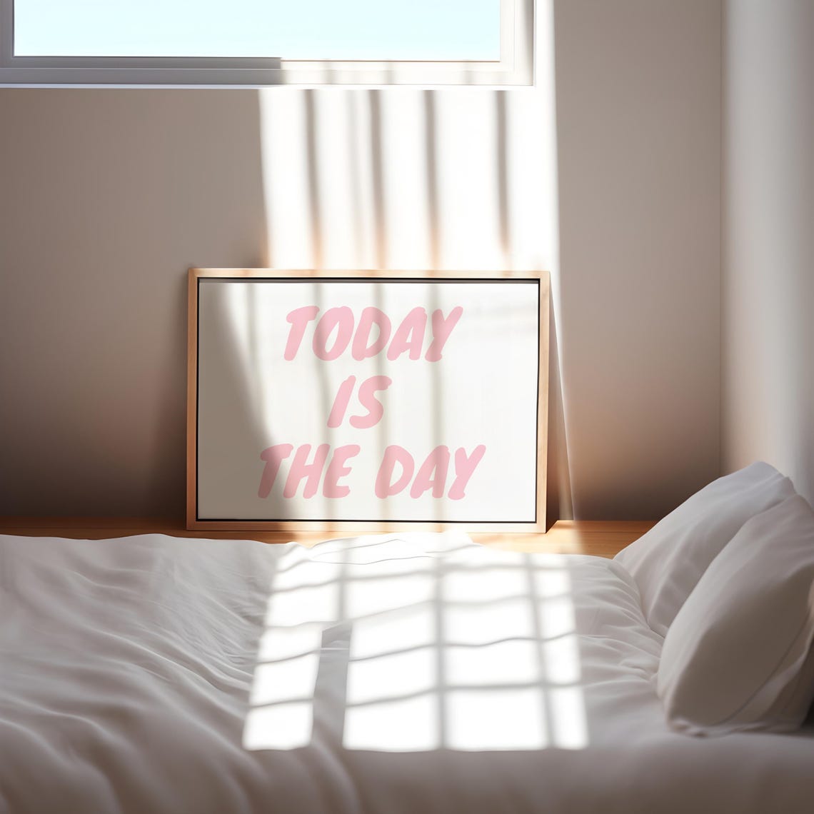 Today Is The Day Pink Retro Bubble Lettering Motivational Poster - Image 2