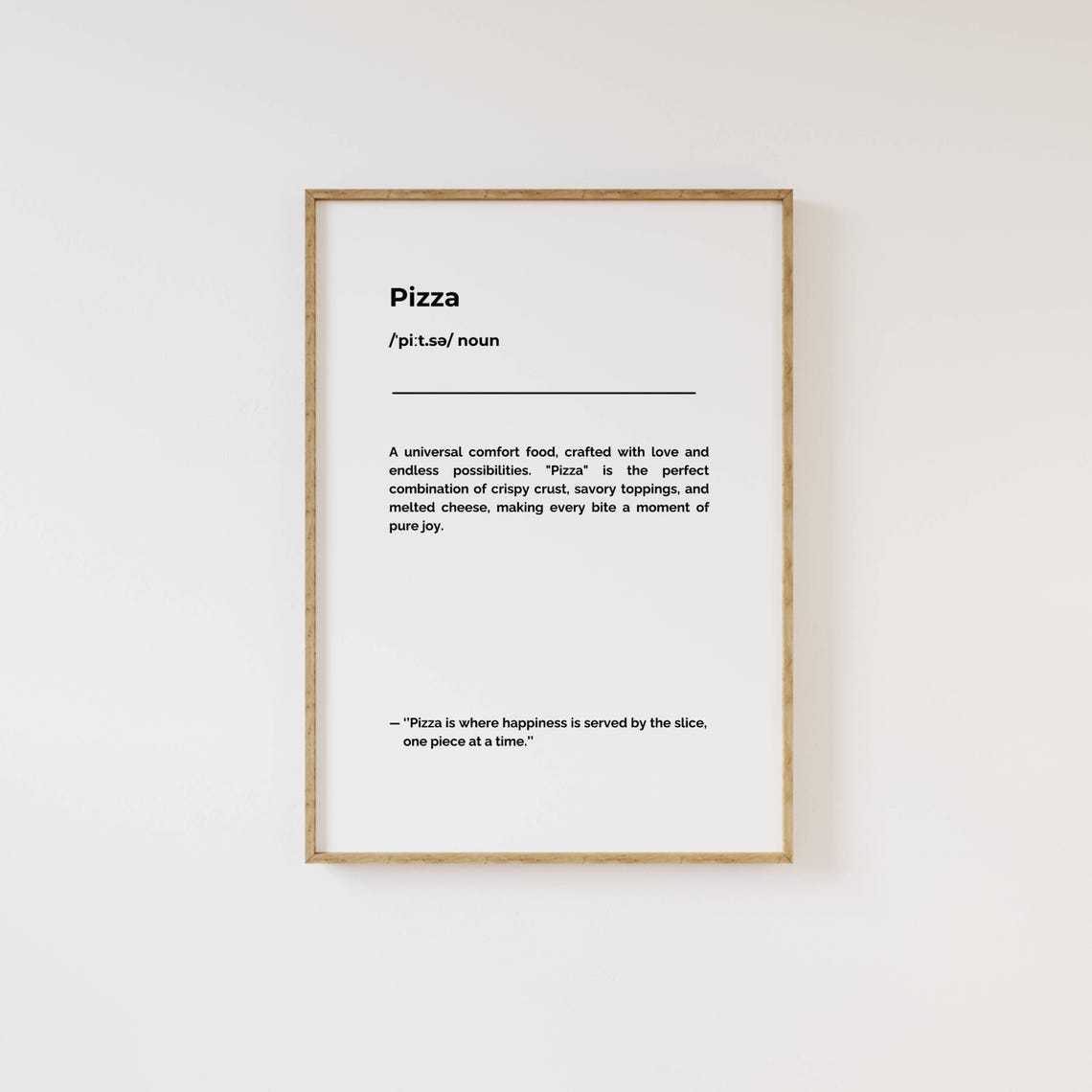 Pizza Definition Comfort Food Happiness Slice Dictionary Poster