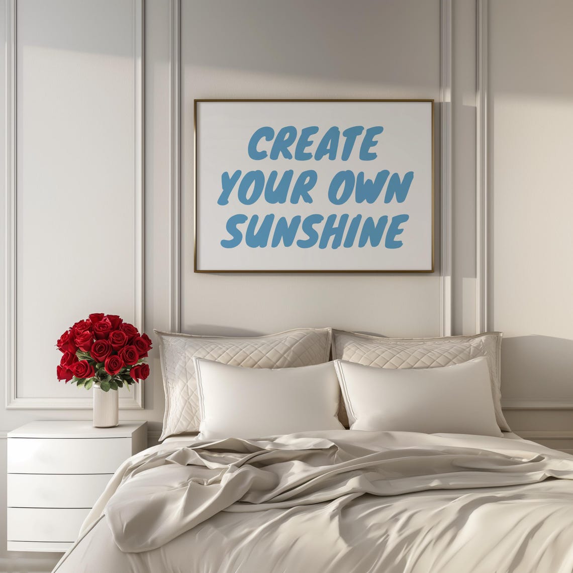 Create Your Own Sunshine Blue Retro Bubble Lettering Quote Poster - Image 3