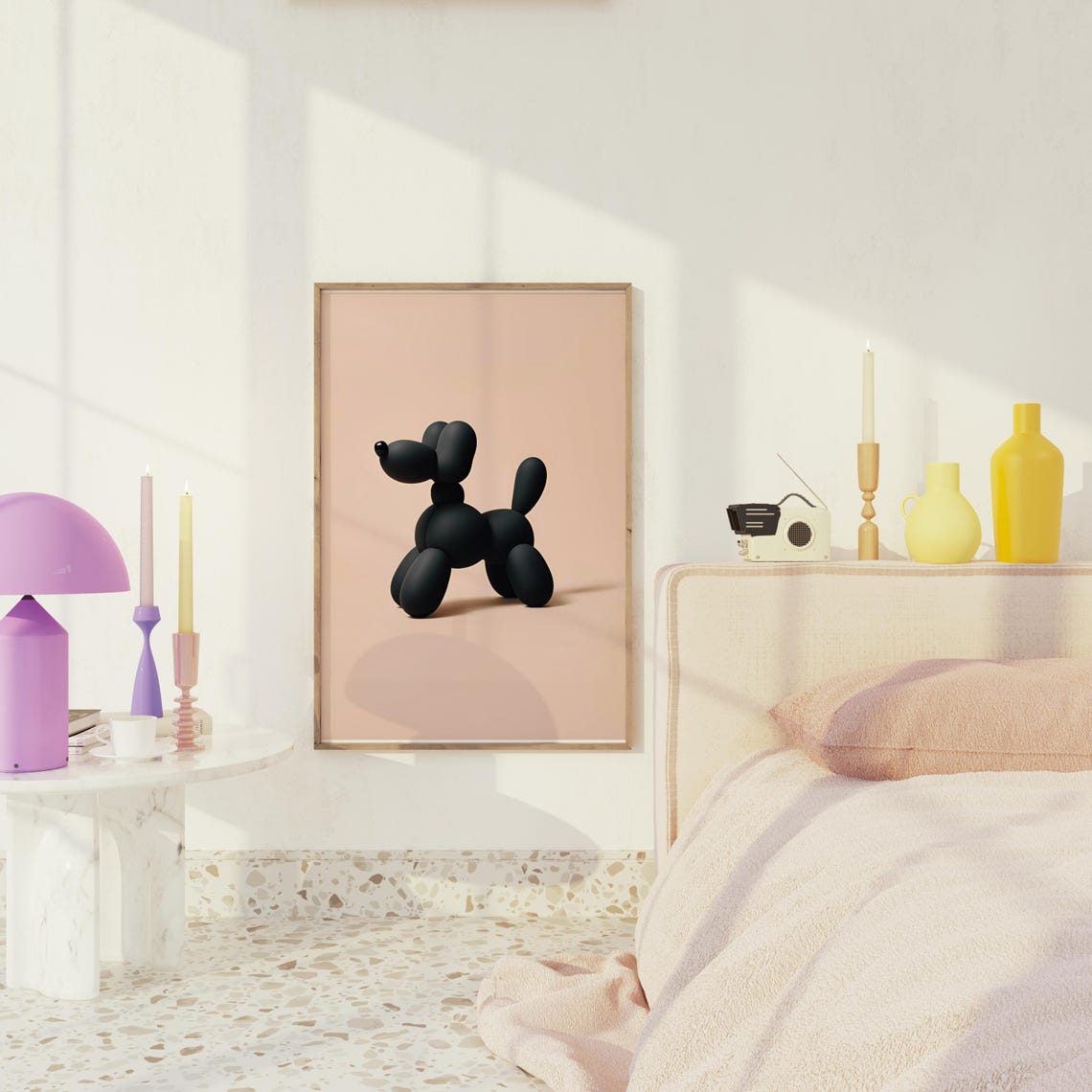 Black Balloon Dog Modern Minimalist Print Stylish Decor Gift - Image 3