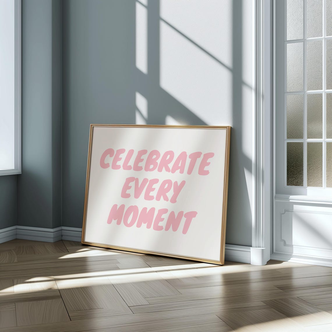 Celebrate Every Moment Pink Retro Bubble Lettering Quote Poster - Image 3