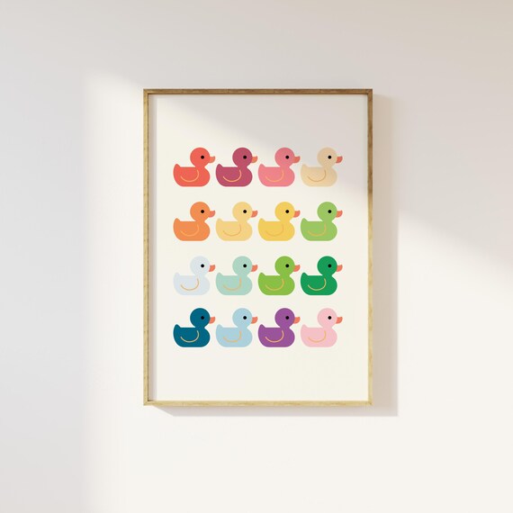 Rubber Duck Wall Art Quirky Duck Drawing Print Cute Duck Poster Fun Trendy Animal Print For Bathroom Decor And Home Decoration