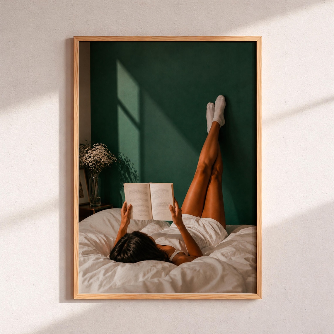 Woman Reading Art Print, Boho Lifestyle Illustration