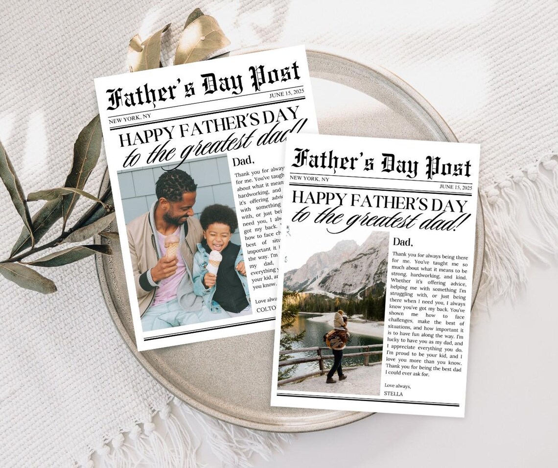 Father's Day Newspaper Template, Personalized Gift - Image 2
