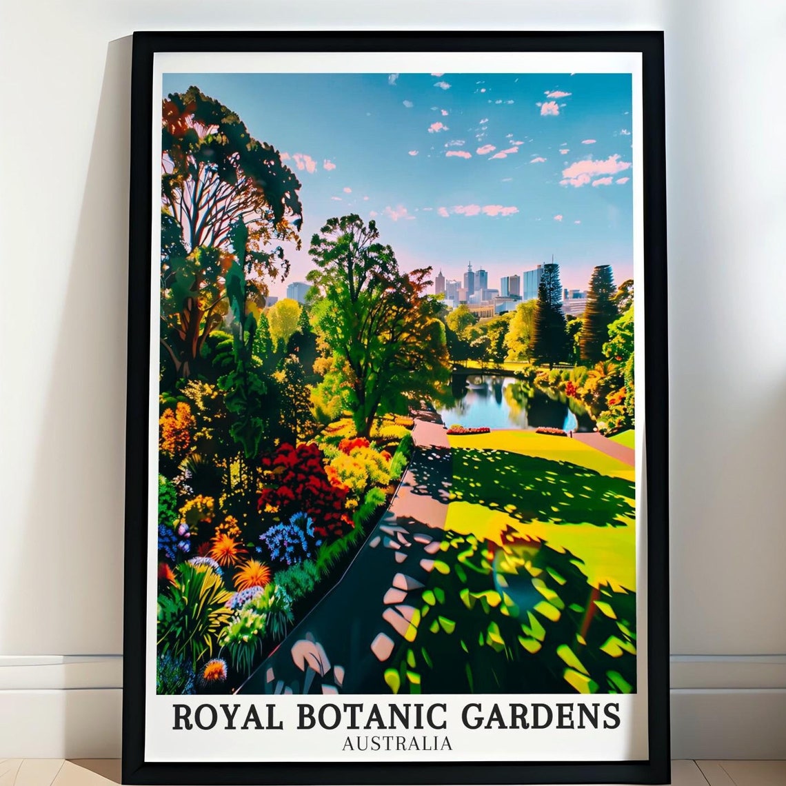 Royal Botanic Gardens Victoria Garden Path And Lake Travel Poster