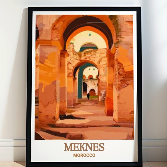 Meknes Art Print Place Elhedim Travel Poster Meknes Home Decor Place Elhedim Wall Art Morocco Living Room Decor