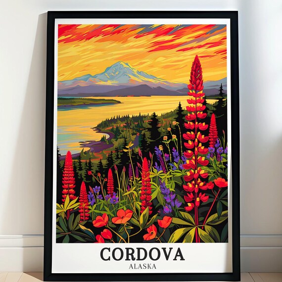 Cordova Print Mount Eyak Wall Art Saddlebag Glacier Framed Art Saddlebag Glacier Vintage Poster