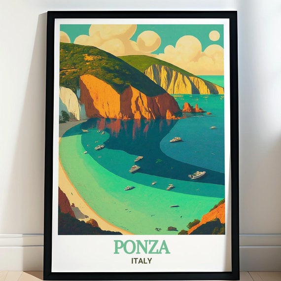 Ponza Art Print Chiaia Di Luna Home Decor Italy Art Italy Travel Poster